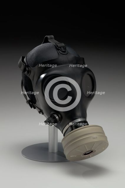 Gas mask with filter canister worn at demonstrations in Ferguson, Missouri, 2014. Creator: Shalon Chemical Industries Ltd..