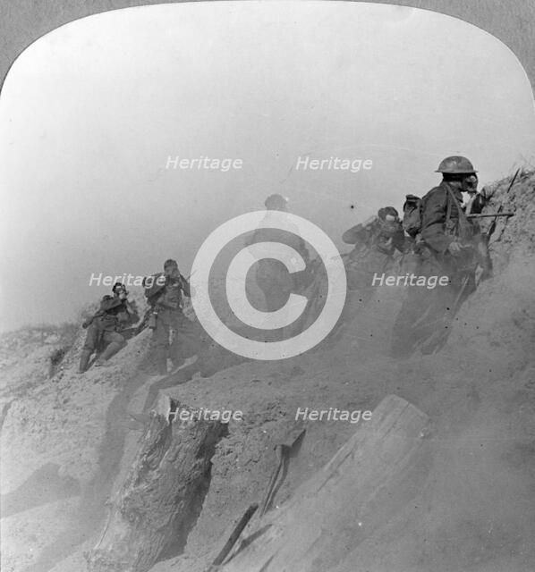 Gas Alarm!, Loos, France, World War I, c1915-c1918. Artist: Realistic Travels Publishers