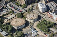 Gas Holders 114 and 115 at Chelmsford Gas Works, Chelmsford, Essex, 2016. Creator: Damian Grady