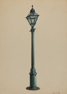 Gas Street Lamp, 1936. Creator: Mina Lowry