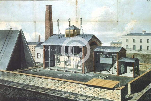 Gas works for lighting town or large district, 1819. Artist: Friedrich Accum