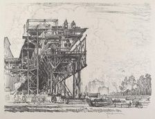 Gas Works from the Canal, Berlin, 1921. Creator: Joseph Pennell