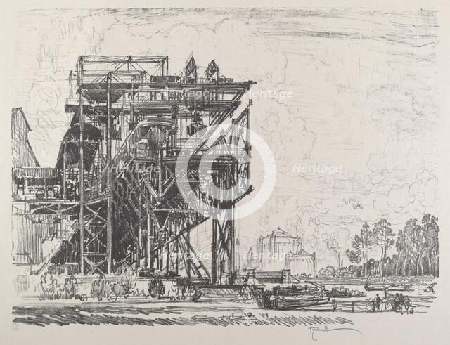 Gas Works from the Canal, Berlin, 1921. Creator: Joseph Pennell.