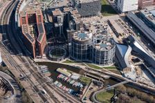 Gasholders Nos 10, 11 and 12 ('Siamese Triplets'), Kings Cross, London, 2018. Creator: Historic England Staff Photographer