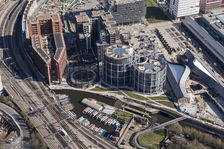 Gasholders Nos 10, 11 and 12 ('Siamese Triplets'), Kings Cross, London, 2018. Creator: Historic England Staff Photographer