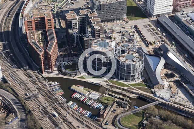 Gasholders Nos 10, 11 and 12 ('Siamese Triplets'), Kings Cross, London, 2018. Creator: Historic England Staff Photographer.