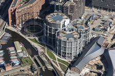 Gasholders Nos 10, 11 and 12 ('Siamese Triplets'), Kings Cross, London, 2018. Creator: Historic England Staff Photographer