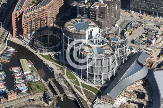 Gasholders Nos 10, 11 and 12 ('Siamese Triplets'), Kings Cross, London, 2018. Creator: Historic England Staff Photographer.