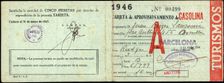 Gasoline rationing card. Barcelona, 1946