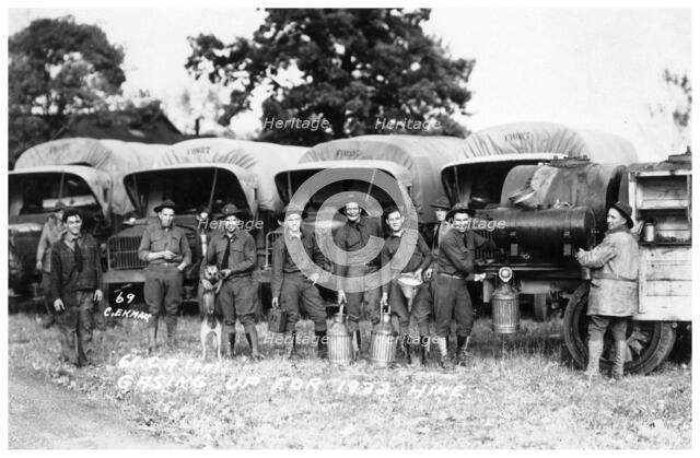 'Gassing up for the 1932 hike', Fort Sheridan, Illinois, USA, 1932. Artist: Ekmark Photo