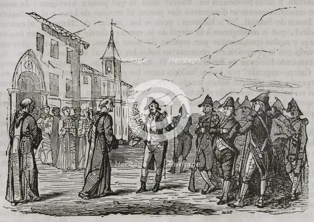 Gaspar Melchor de Jovellanos is handed over for his custody in the monastery, 1801, (1851).  Creator: Unknown.