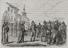 Gaspar Melchor de Jovellanos is handed over for his custody in the monastery, 1801, (1851). Creator: Unknown