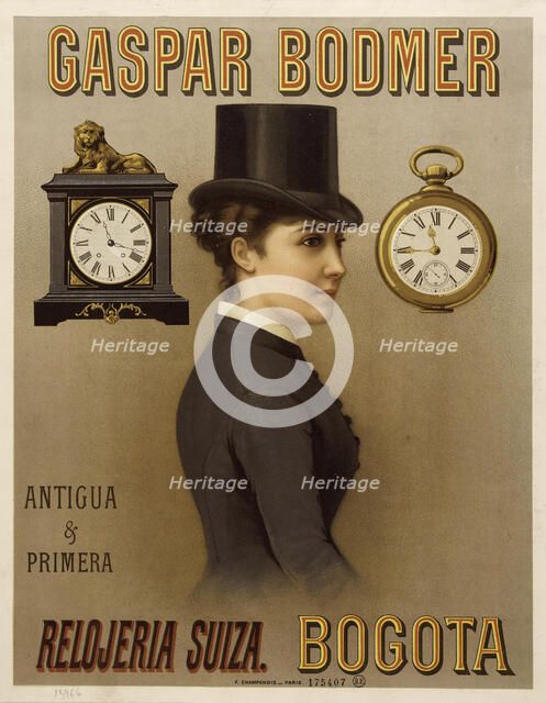Gaspar Bodmer. Relojeria suiza. Bogota , 1890. Creator: Anonymous.