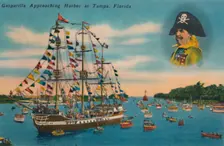 Gasparilla Apporoaching Harbor at Tampa, Florida c1940s