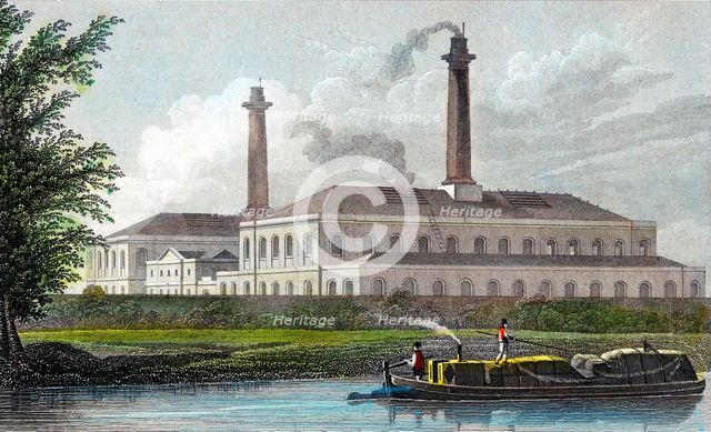 Gasworks on Regent's Canal, London, 1828. Artist: Unknown