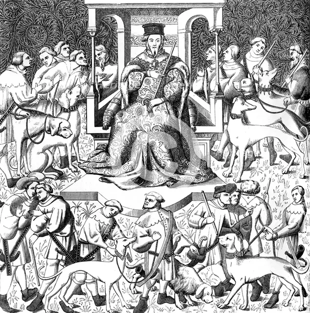 Gaston Phoebus teaching the art of venery, 15th century (1849). Artist: Unknown