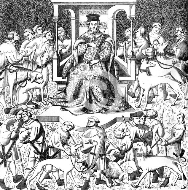 Gaston Phoebus teaching the art of venery, 15th century (1849). Artist: Unknown