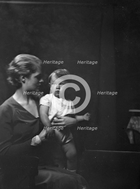 Gaston, William, Mrs., and baby, portrait photograph, 1930 May 2. Creator: Arnold Genthe.