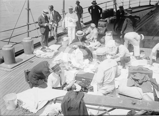 Getting outfits ready, MAINE, between c1915 and c1920. Creator: Bain News Service.