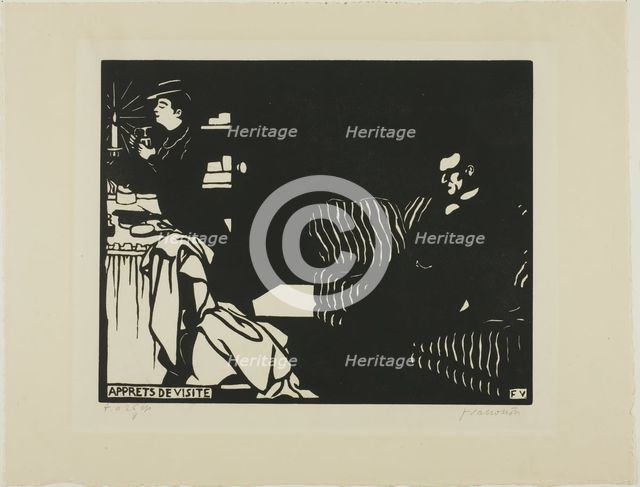 Getting Ready for a Visit, plate eight from Intimacies, 1898. Creator: Félix Vallotton.