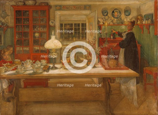 Getting Ready for a Game, 1901. Artist: Larsson, Carl (1853-1919)