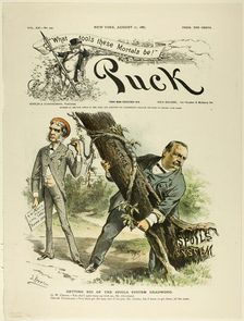 Getting Rid of the Spoils System Deadwood, from Puck, published August 17, 1887. Creator: Joseph Keppler