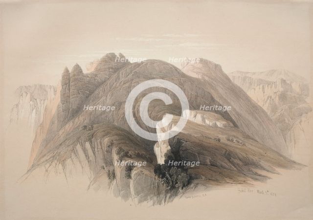 Gebil Hor. Mount Hor, from the Cliffs Encircling Petra, 1839. Creator: David Roberts (British, 1796-1864).