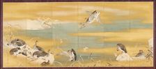 Geese and Reeds in Snow, 1911. Creator: Mochizuki Gyokusen