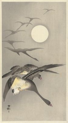 Geese at full moon. Creator: Ohara, Koson (1877-1945)
