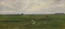Geese by a Lake. A Storm is Brewing. Dragor, the Island of Amager, 1893. Creator: Viggo Johansen