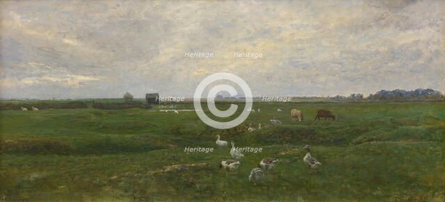 Geese by a Lake. A Storm is Brewing. Dragor, the Island of Amager, 1893. Creator: Viggo Johansen.