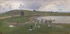 Geese by a lake, unsettled weather, Dragør, 1897. Creator: Viggo Johansen