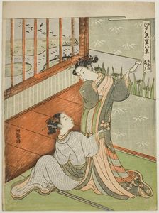 Geese Descending at Yoshiwara (Yoshiwara no rakugan), from the series "Eight..., c. 1770/72. Creator: Isoda Koryusai