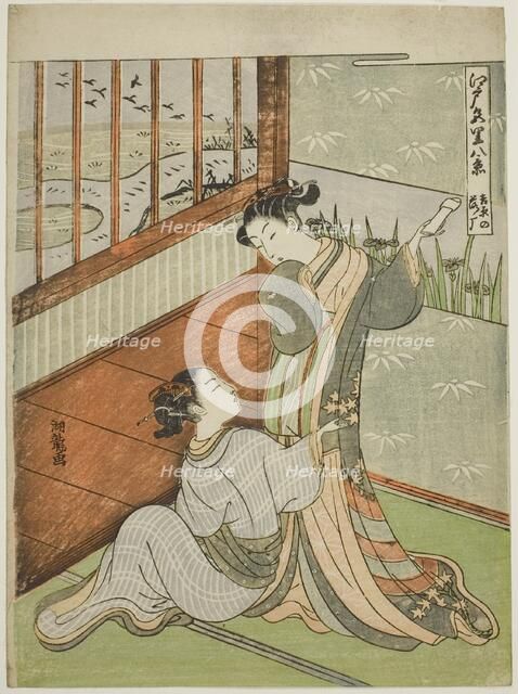 Geese Descending at Yoshiwara (Yoshiwara no rakugan), from the series "Eight..., c. 1770/72. Creator: Isoda Koryusai.