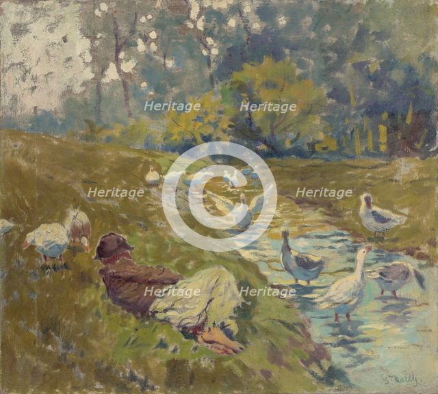 Geese Herder, around 1925. Creator: Gustav Mally.