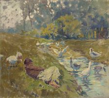 Geese Herder, around 1925. Creator: Gustav Mally