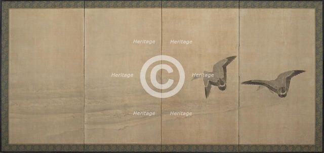 Geese Over a Beach, Edo period, 18th century. Creator: Maruyama Okyo.