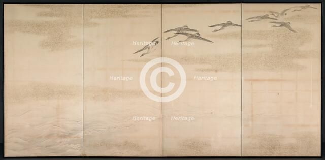 Geese, Reeds and Water, 1800s. Creator: Yamamoto Baiitsu (Japanese, 1783-1856).
