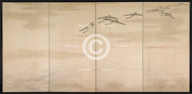 Geese, Reeds and Water, 1800s. Creator: Yamamoto Baiitsu (Japanese, 1783-1856).