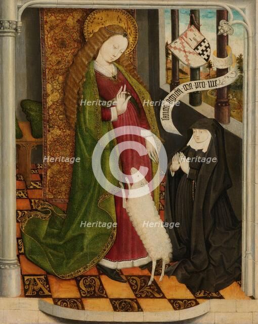 Geertruy Haeck Kneeling in Prayer before Saint Agnes, c.1465. Creator: Anon.