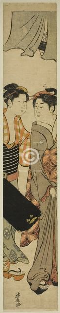 Geisha and Her Maid Carrying a Shamisen Box, c. 1781. Creator: Torii Kiyonaga.