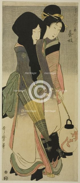 Geisha (Geigi), from the series “Three Amusements of Contemporary Beauties"..., Japan, c. 1800. Creator: Kitagawa Utamaro.
