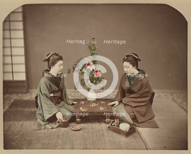 Geisha Playing at Go, 1870s-1890s. Creator: Baron Raimund von Stillfried.