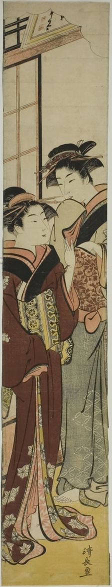 Geisha Talking to Her Maid, c. 1782. Creator: Torii Kiyonaga