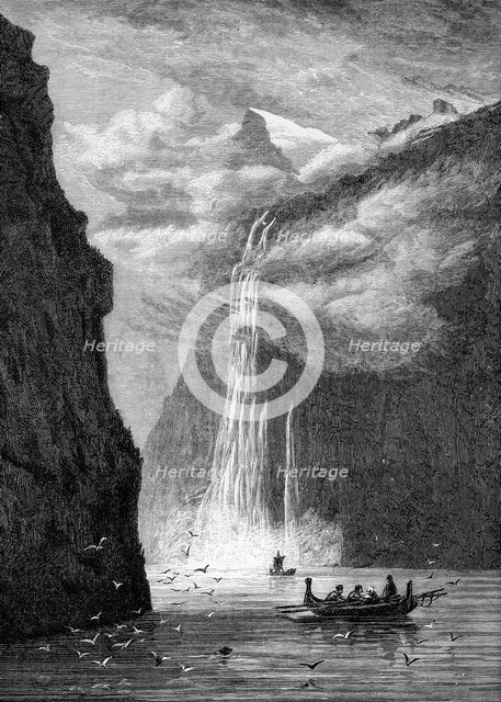 Geiranger fjord, with the Seven Sisters Fall, Norway, 1882. Artist: Unknown