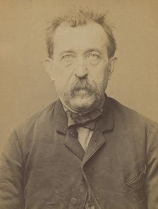 Gelhausen. Jean. 55 ans, né à Grevennemache (Luxembourg). Cordonnier. Infraction à la loi ..., 1893. Creator: Alphonse Bertillon