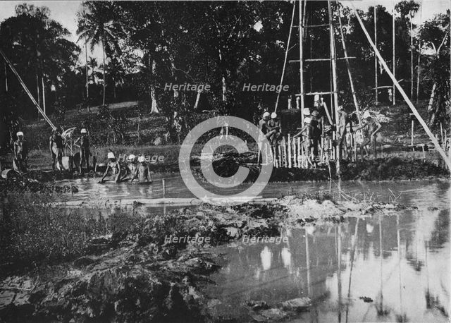 'Gem Mining, Ceylon', c1890, (1910). Artist: Alfred William Amandus Plate.