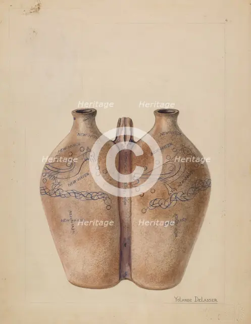 Gemel Bottle, c. 1936. Creator: Yolande Delasser.