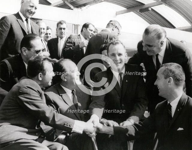 Gemini 4 Astronauts meet Yuri Gagarin, Paris, France, 1965. Creator: NASA.