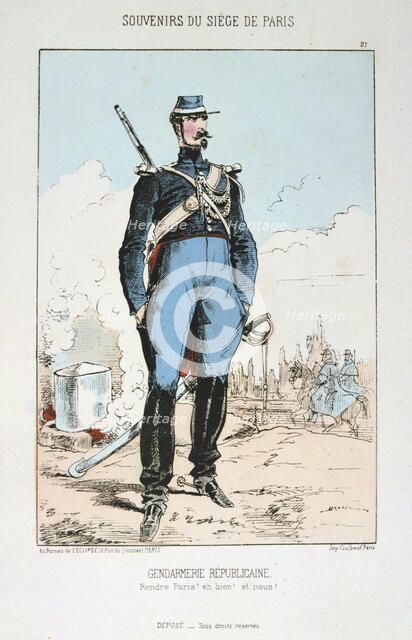 'Gendarmerie Republicaine', Siege of Paris, Franco-Prussian War, 1870-1871.  Artist: Anon